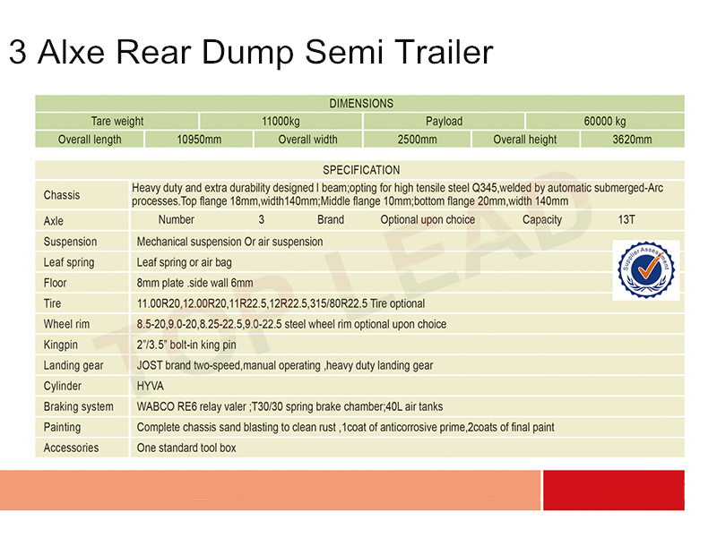 Rear Dump Semi Trailer